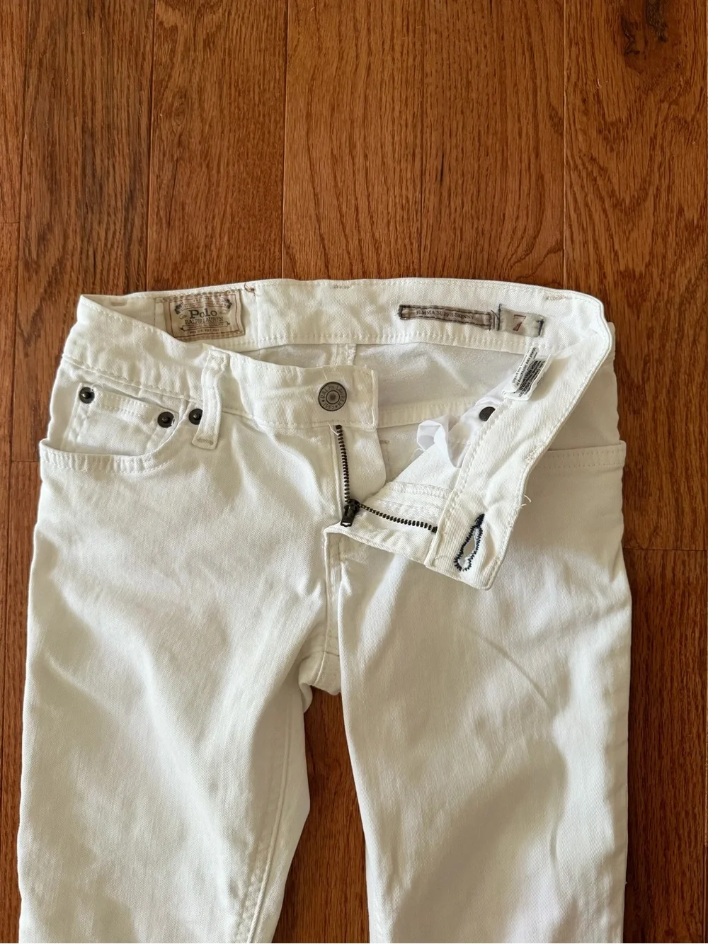 Vtg Polo Ralph Lauren White Jeans Boys, Sz 7